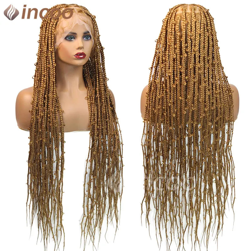 36 Zoll Synthetische Spitze Geflochtene Perücken Schmetterlingszöpfe Spitzenperücke für schwarze Frauen Zopfperücken im Ausverkauf Box Braids Spitzenperücke