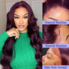 200% Density 13X6 Dark Purple Colored Body Wave Lace Front Wigs Pre Plucked Glueless 13x4 Long Wavy Lace Frontal Wigs For Women