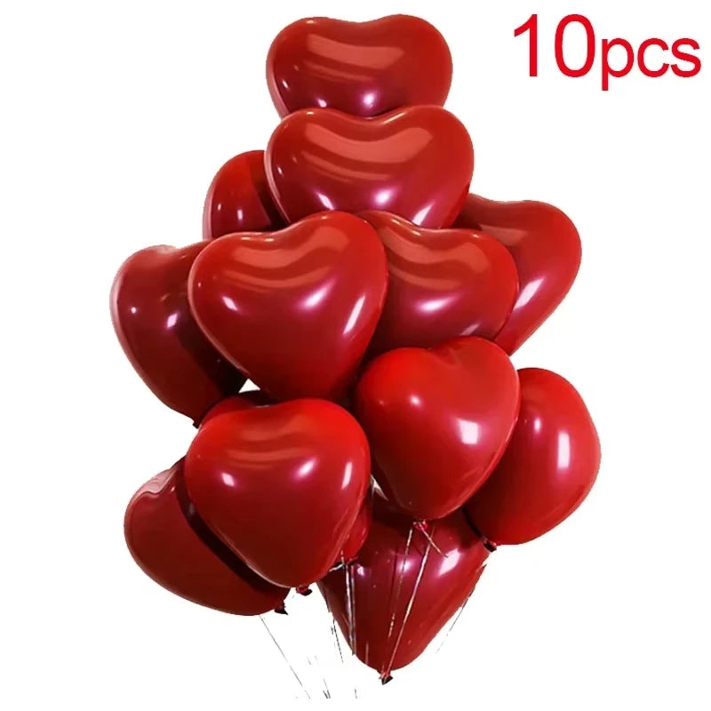 Valentinstag 50/10 Stück Rote Herzballons Aufblasbare Latexballons für Valentinstag Hochzeitsfeier Jubiläum Dekoration Zubehör