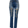 Jeans Ankle Length Women Pencil Denim Hole Pants Ripped Pockets High Waist Jean Skinny Streetwear Button Washed Distressed