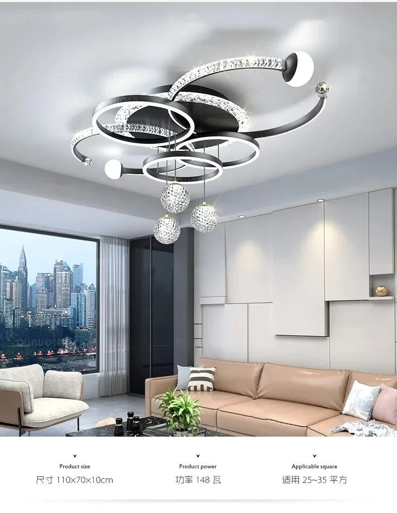 Moderne minimalistische LED-Deckenleuchte, personalisierte kreative Ring-Wohnzimmerleuchten, goldene Atmosphäre, Schlafzimmer-Arbeitszimmer-Kronleuchter