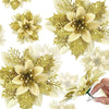 5 Stück 14,5 cm Glitzer künstliche Weihnachtsblumen fröhliche Weihnachtsbaumdekoration Neujahrsornamente gefälschte Blumen Weihnachten Natal