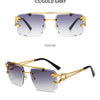 KAMMPT Vintage Rimless Sunglasses Men Women Fashion Oversized Square Shades Eyewear New Double Bridge Gradient UV400 Sun Glasses
