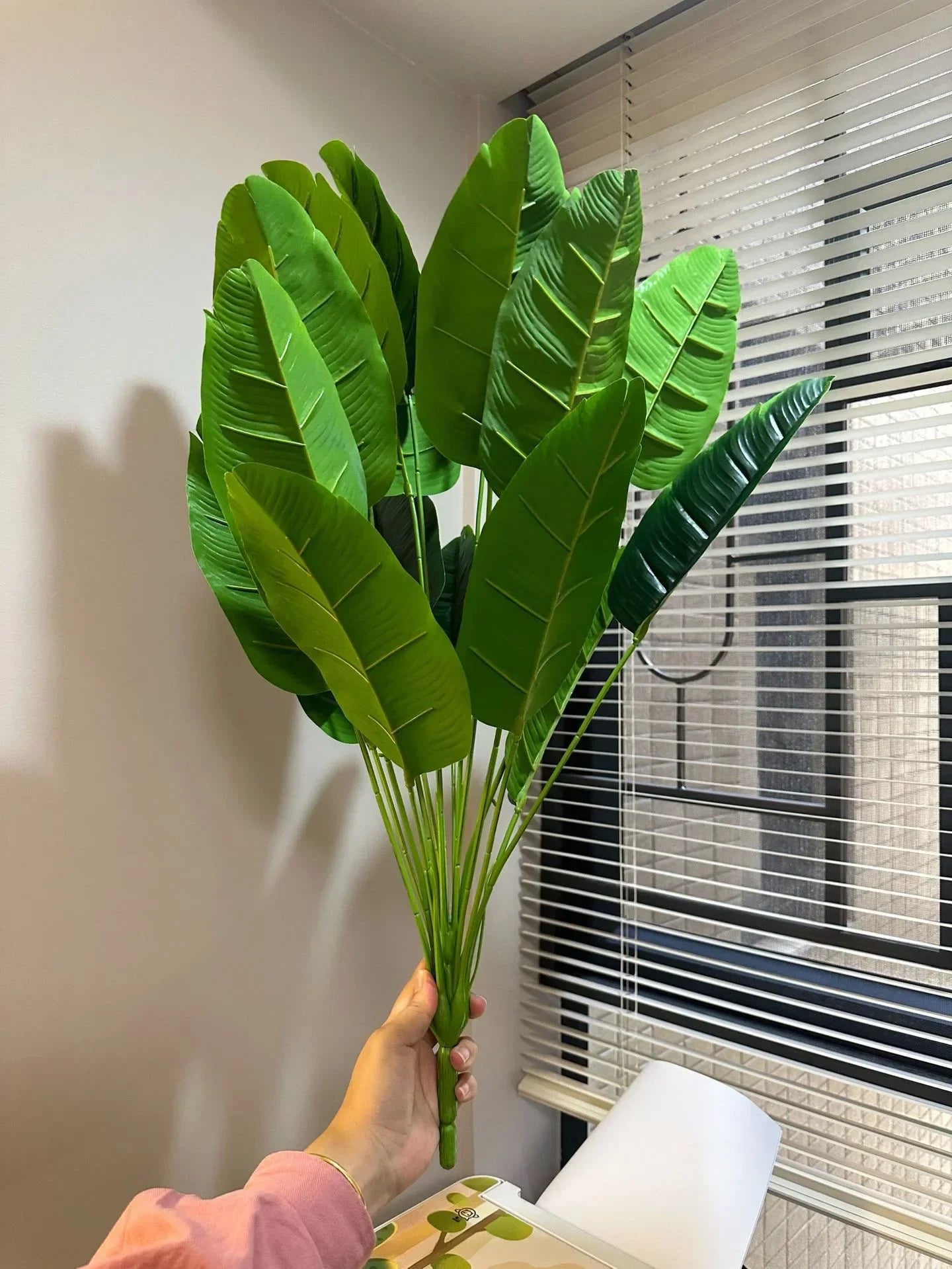 1pc 18 Leaves Artificial Plants Large Tropical Palm Tree Fake Banana Plants Leaves Real Touch for Home Garden Party Decor 2025
