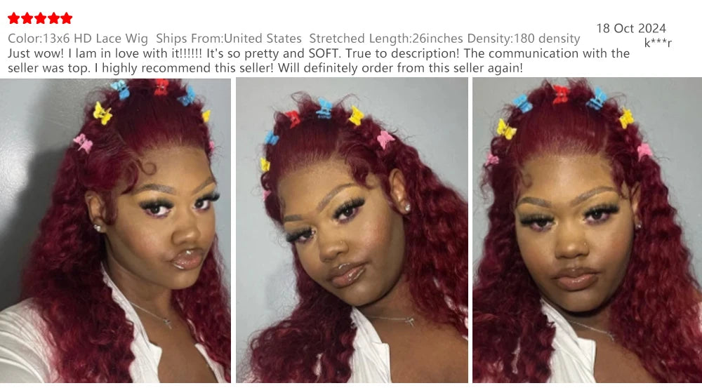 Burgundy Wig Human Hair 99j 13x6 Deep Wave Lace Front Wigs Human Hair Pre Plucked HD Transparent Lace Frontal Wigs For Women
