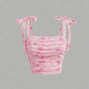 Solid Tie Shoulder Ruched Wide Strap Slim Fit Crop Top for Women Summer 2025 Y2K Clothes Pink Backless Cami Top Streetwear