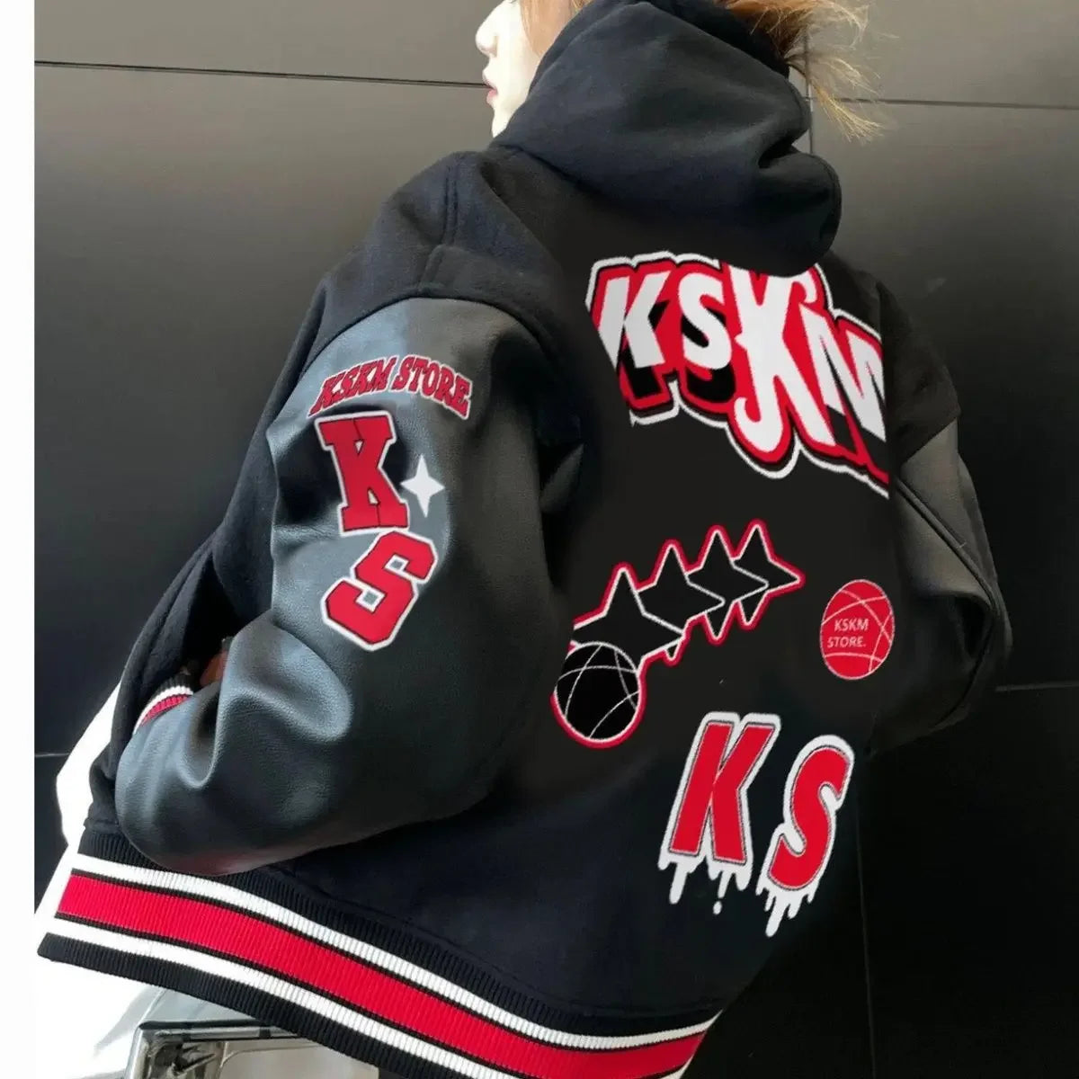 High-density letter embroidery bump-filled star cotton clothing winter trendy style for men and women couples outerwear