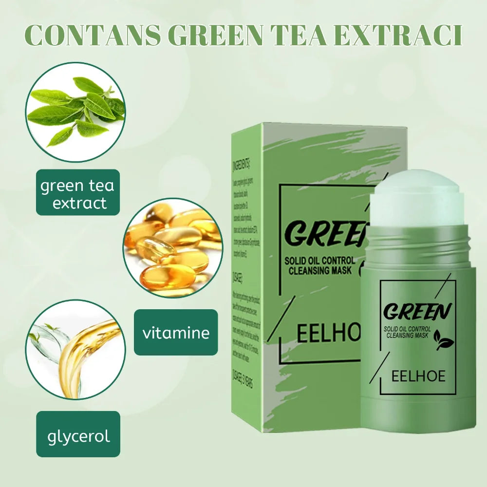 Green Tea Cleansing Solid Face Mask Stick Cleans Pores Remove Acne Blackhead Oil Control Lighten Moisturizing Beauty Skin Care