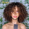 Ombre Blonde Wear and Go Glueless Short Curly 250% Dichte Echthaar Perücken Princess Hair Ready To Wear Lace Frontal Perücken