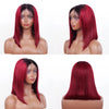 1B/99J Burgundy Short Straight Bob Human Hair Wigs Brazilian Lace Front Human Hair Wigs Pre Plucked T Part Lace Wigs Remy Hair
