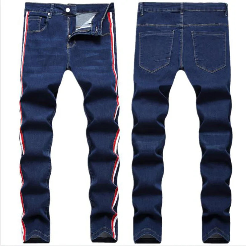 2023 New  Casual Mens Cotton Jeans Elastic Slim Skinny White Camouflage Printing Jeans Male Thin Denim Pants Vaqueros Hombre