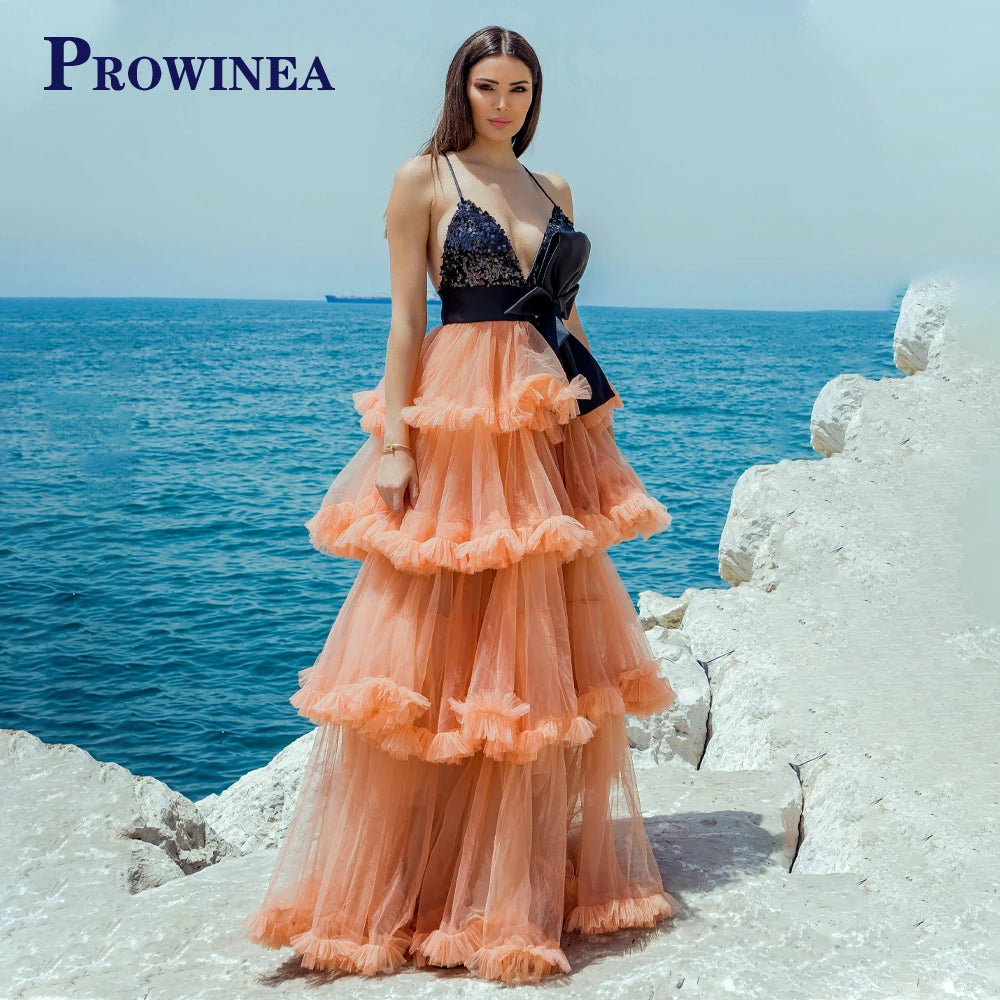 Prowinea Classic Mermaid Prom Dress Crystals Pleat Sweep Train Gala Formal Party Gown Vestidos De Fiesta Customized Plus Size