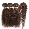 Lockiges Echthaar-Bundles mit Closure, kurzes indisches Echthaar-Bundles mit kreisförmigem Closure