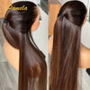 Double Drawn 13x6 HD Lace Frontal Wig Bone Straight Lace Front Wig Ombre Brown Colored Glueless Human Hair Wigs Ready To Go