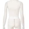 Weird Puss Lines Patchwork 2 Piece Set Women Zipper Cardigan Irregular Crop Top+Skinny Peach Hip Shorts Simple Sporty Streetweas