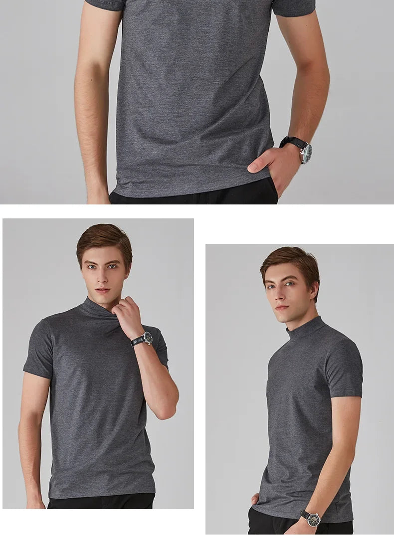 Long Sleeve T-shirt Thermal Underwear Tops Men Winter Clothes Thermal Shirt Autumn Men's Winter Tights High Neck Thin Slim Fit