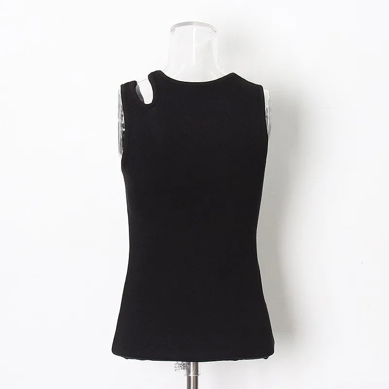 Casual white cut t shirt women round neck sleeveless korean slim t shirts women clothing 2023 summer fashion