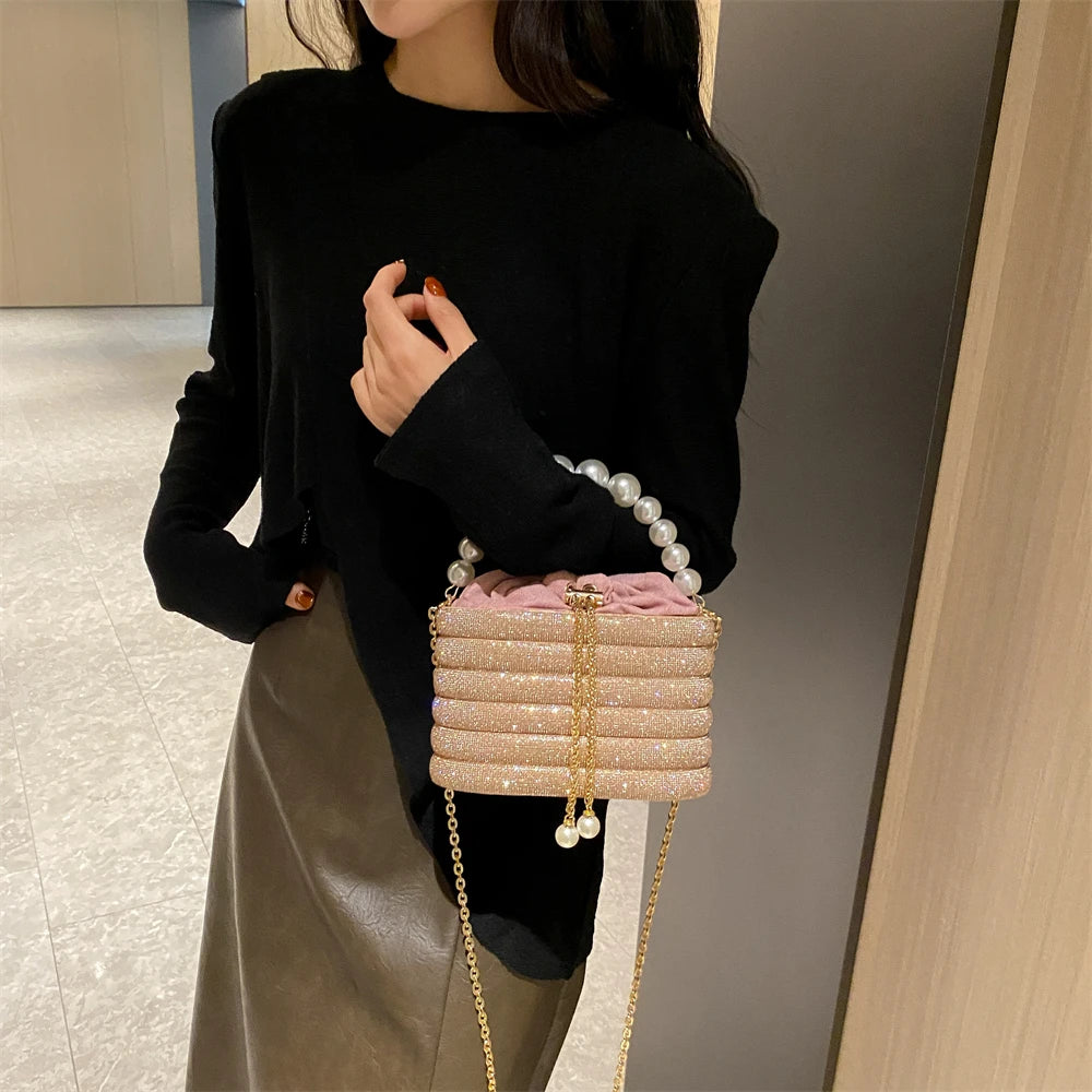 MOODS Luxury Evening Purses For Women Dazzling Pearl Beads Chain Crossbody Bag Dinner Party Clutch 2023 Luxury Designer Handbags
