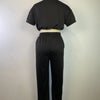 CM.YAYA Workout Denim Patchwork Women Two 2 Piece Set Outfit Sweatsuit 2022 T-shirt and Jogger Pants Matching Set Tracksuit