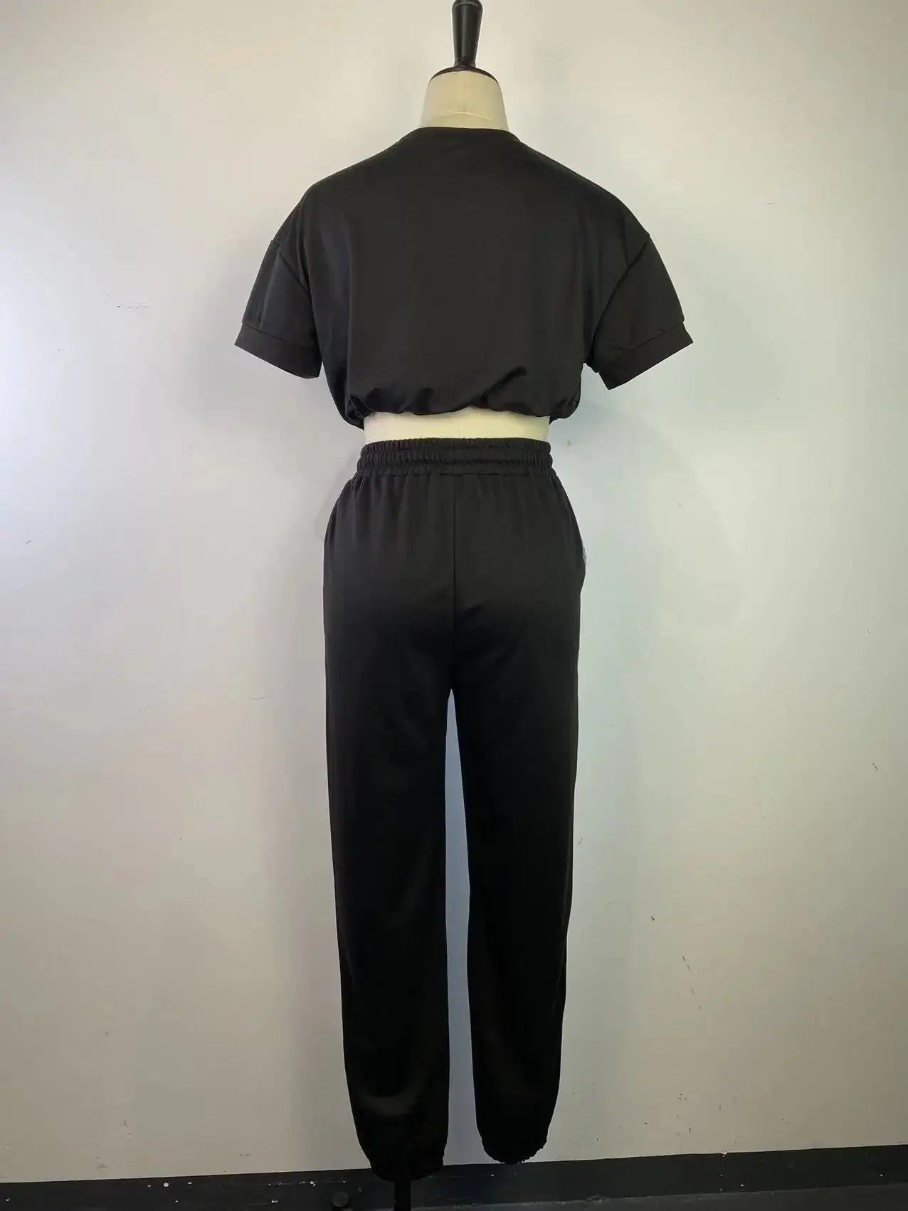 CM.YAYA Workout Denim Patchwork Women Two 2 Piece Set Outfit Sweatsuit 2022 T-shirt and Jogger Pants Matching Set Tracksuit