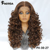 Latisha 13X6 HD Synthetische Spitzenfrontperücke lockig vorgezupfte Lace-Frontal-Perücke mit Pony für Damen, Highlights mit Babyhaar, 24 Zoll