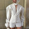 Urban White Women Blazer Coats Elegant Single Breasted V-neck Long Sleeve Female Jacket 2025 Autumn Office Lady Outwears