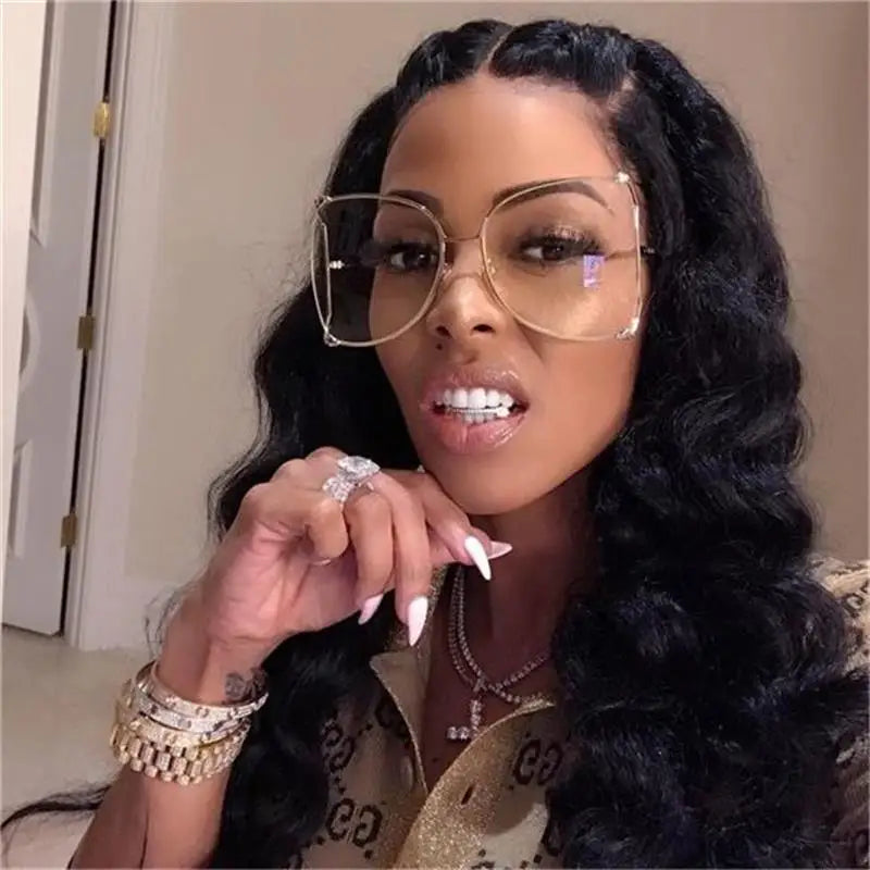 2024 Halbrahmen Marken Designer Brille Damen Quadratische Perle Berühmte Sonnenbrille Weibliche Mode Übergroße Klare Rosa Brille Damen