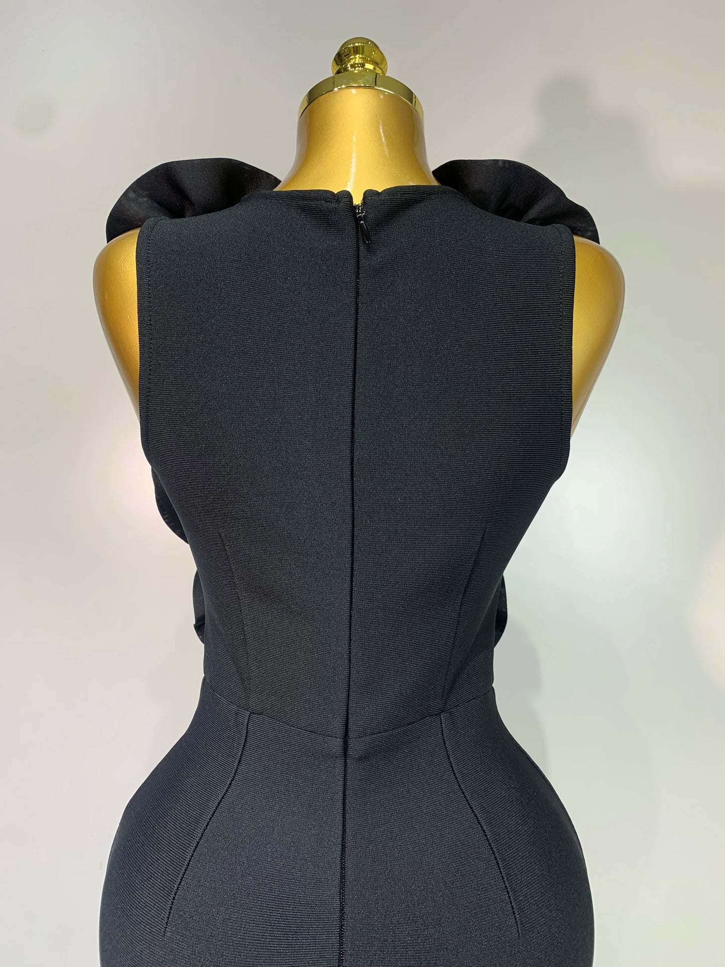 Mode Schwarz 3D Blumen Bodycon Langes Bandage Kleid Celebrity Elegantes Party Geburtstagskleid Damen Ärmellose Sexy Vestidos