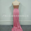 2025 Damen Trägerloses Ärmelloses Abendkleid Pailletten Seitenschlitz Lange Kleider Elegant Neu Sexy Bling Party Ballkleid Vestidos Damen
