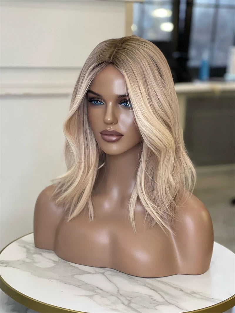Damenperücken Ombre Aschblond Lace Frontal Perücken Synthetische Futura Top Qualität Lace Perücke Natürliche Wellen Glueless Perücke Damen Halloween
