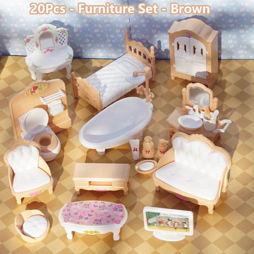 1:12 Puppenhaus Eiswagen Babybett Simulation Miniatur Szene Display Dessertauto Etagenbett Badezimmer Küche Spielzeug für Mädchen
