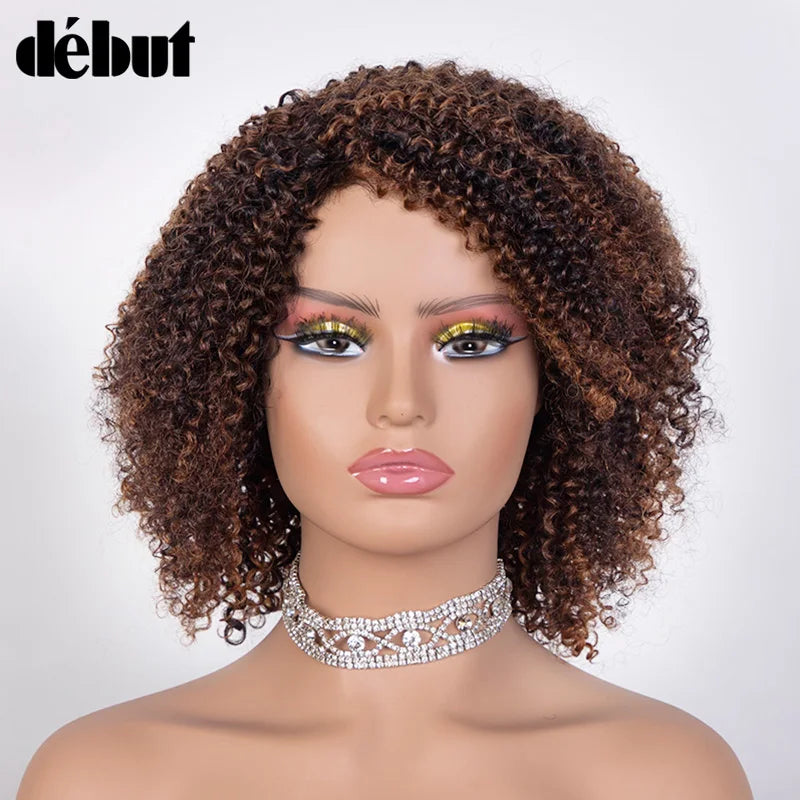 Jerry Curly Short Pixie Bob Cut Curly Human Hair Wigs Highlight Kinky Curly Wigs For Black Women Brazilian Remy  Cheap Jerry