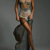 Mozision Leopard Print Lace Split Sexy Maxi Dress Women Gown Elegant Patchwork Chiffon Sleeveless Backless Beach Evening Dress