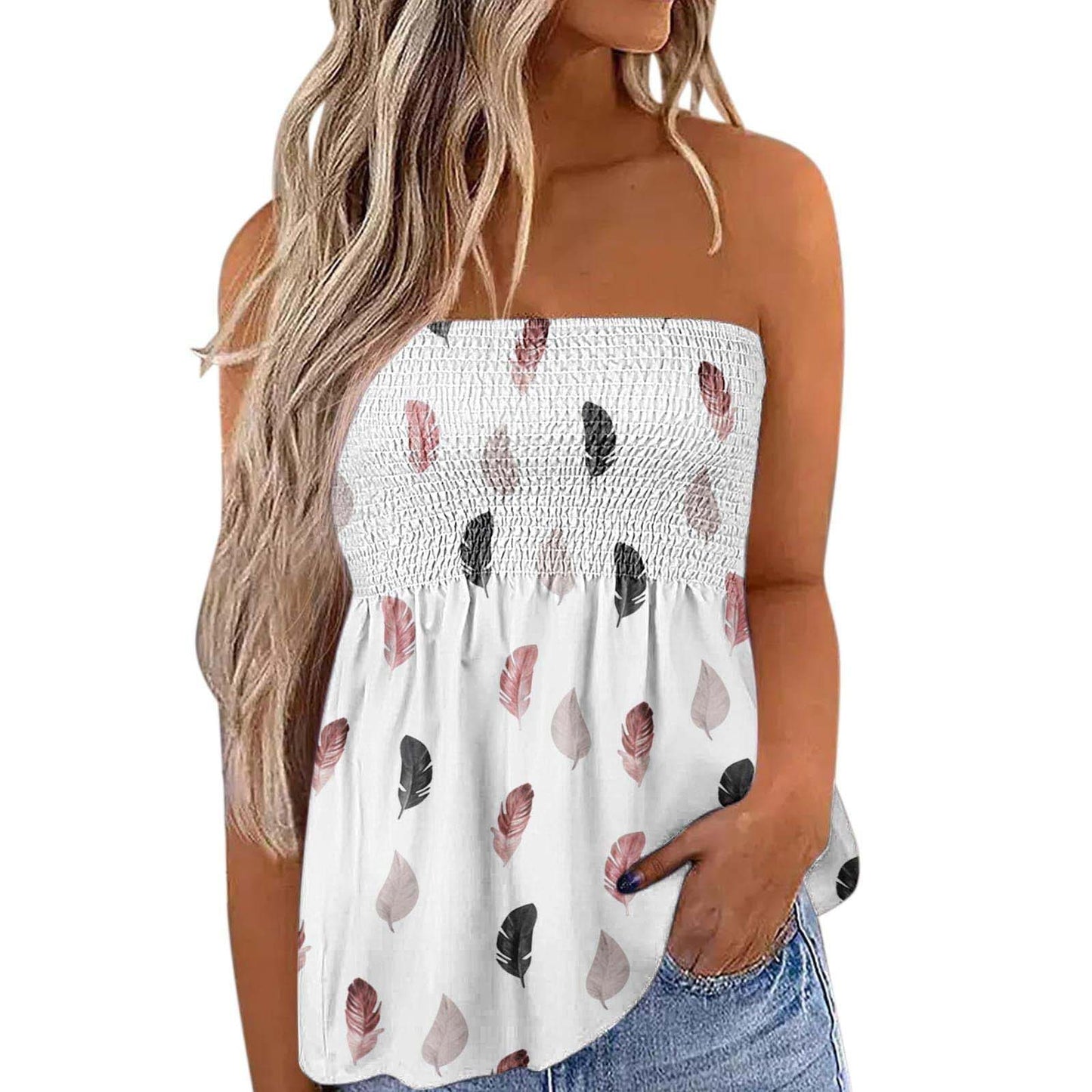 2022 Women Sexy Tube Top Summer Women Casual Tank Crop Tops Solid Color Elastic Design Backless Breathable Strapless Tops