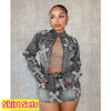 FAGADOER Fashion Denim Embroidery Shorts Two Piece Sets Women Zipper Long Sleeve Coat And Shorts Outfits Female Cowboy 2pcs Suit