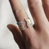 Huitan Trendy Luxury Gold Color Cubic Zirconia Ring for Women Modern Wide Band Finger Ring OL Style Female Jewelry Drop Shipping