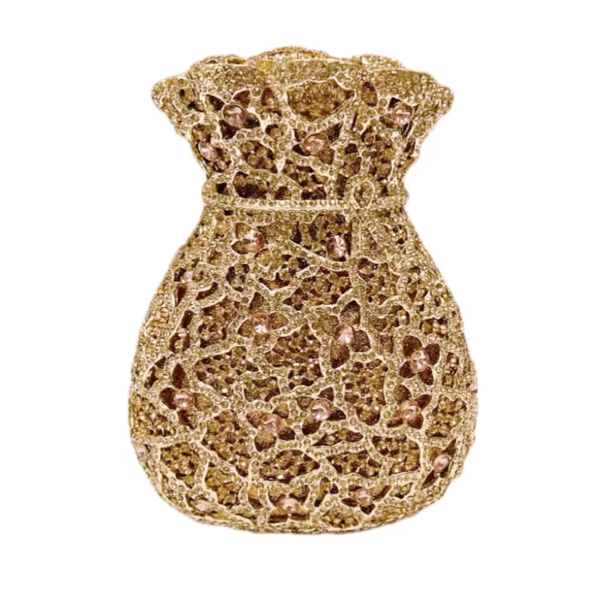 Neueste Blumenvase Strass Abendtaschen Frauen Kristall Handtaschen Metallkette Elegante Partytaschen Luxus Designer Clutch Geldbörse