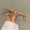 2023 New Vintage Cat Eye Glasses Frame New Stylish Semi Metal Rim Women Eyewear Trendy Brand Design Non-prescription Eyeglasses