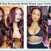 13X4 HD Transparente Lace Front Perücken Burgunderrote Echthaarperücken Vorgezupft 30 Zoll Body Wave Lace Front Perücken für Frauen Gelockt