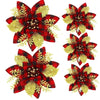 5 Stück 14,5 cm Glitzer künstliche Weihnachtsblumen fröhliche Weihnachtsbaumdekoration Neujahrsornamente gefälschte Blumen Weihnachten Natal