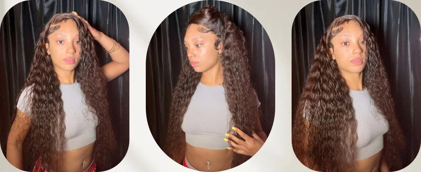 40 30 Inch Chocolate Brown Deep Wave Lace Front Wigs Human Hair #4 Colored 13x4 13x6 Hd Curly Lace Frontal Wigs Pre Plucked