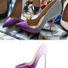 Multi color customized 12cm super high heels, nude white patent leather, sexy red sole, pointed thin single order shoes