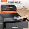 VEVOR Beauty Salon Storage Trolley Cart, Glass Top Hair Salon Station Cabinet for Stylist with Drawer & Dryer Holder