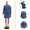 Two Piece Sets Women Denim Skirt Hooded Zipper Tops Short Dress Sets Skirts A Line High Waist Y2k Streetwear Elegant Slim Fit