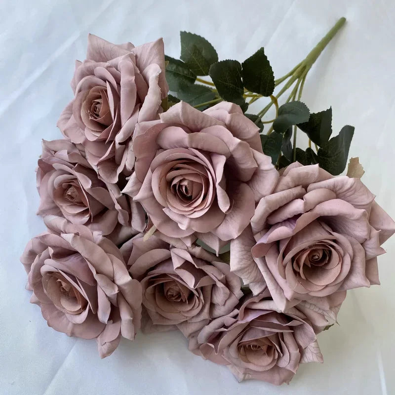 41CM 7 Forks Silk Screen Diamond Rose Artificial Flower Wedding  Living Room Decoration Road Guide Bouquet, Artificial Flower