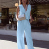 Clacive Summer White Linen Two Piece Set For Women 2023 Fashion Sleeveless Tank Top New In Matching High Waist Wide Pants Set