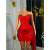 Mila Red Sequin Spaghetti Strap Heart Neck Prom Dresses Mini Dress with Draped Detail Customized Formal Evening vestidos de gala