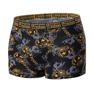 5/10er Pack Herren Boxer-Unterhosen, Schwarz Gold Bedruckt, Bequem und Vielseitig, Übergröße, Sexy, für junge Männer, Freizeit, Sport, Strandsh