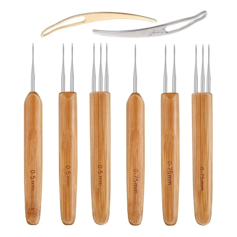 1pcs Wooden Crochet Dreadlocks Braid Needle Feather Wig Hook Needles Threader Knitting Hair Crochet Needles Hair Extension Tools