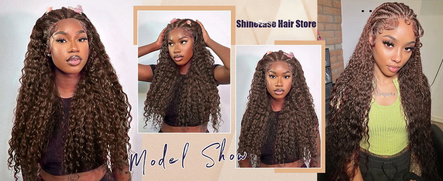 40 30 Inch Chocolate Brown Deep Wave Lace Front Wigs Human Hair #4 Colored 13x4 13x6 Hd Curly Lace Frontal Wigs Pre Plucked